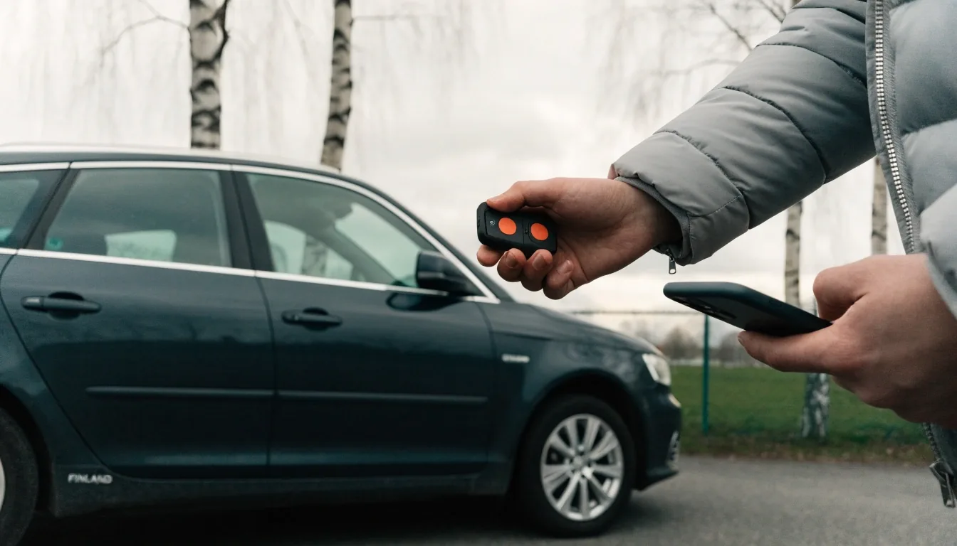 A driver filing a commissioning action beside a vehicle before returning it to traffic